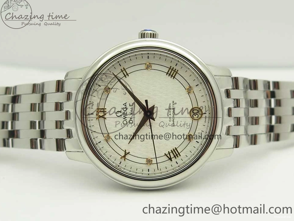 0712 De Ville Prestige Ladies 32.7mm SS MKF 1:1 Best Edition White Dial RG Markers on SS Bracelet MIYOTA Soft 7970